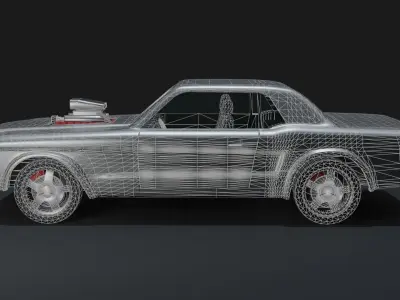 1896 Muscle Car Low-poly 3D model