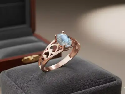 Filigree Oval Gemstone Ring   3D print model