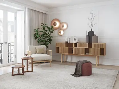 Eclectic Apartment Interior Scene for Cinema 4D and Corona 3D model