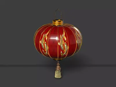 Chinese Red  Lantern  Low-poly 3D model