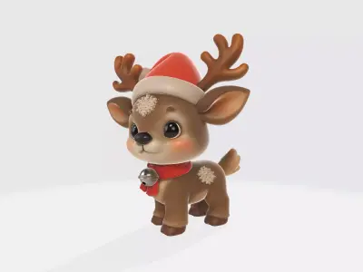 Adorable Christmas Reindeer Cute Holiday Deer Figurine  3D print model