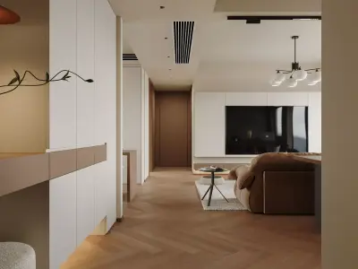 Modern living room dining room interior scenes  3D model 23
