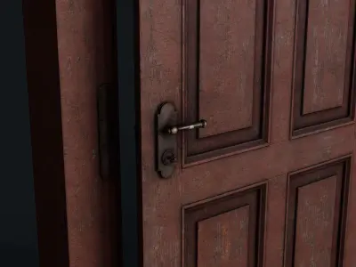Old Bedroom Door Low-poly 3D model