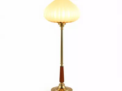 Elegant Brass Wood Floor Lamp Low-poly 3D model