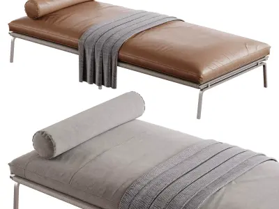 Upholstered Leather Day Bed 3D model