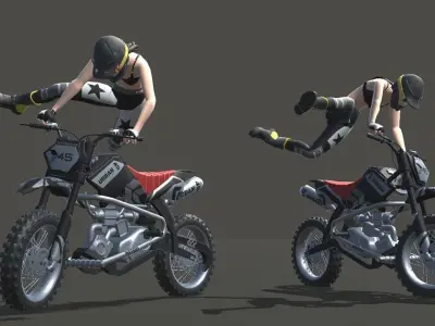 Dirt Bike Actions Low-poly 3D model