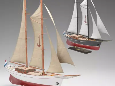 Silver spray schooner boat 3D model