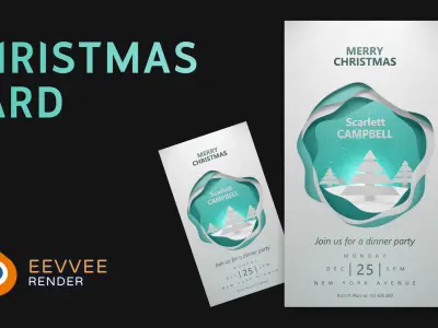 Christmas card 3D mockup for Blender 3D model