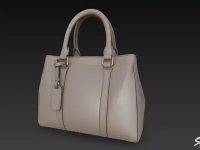 Gray Brown Structured Tote Bag Low-poly 3D model