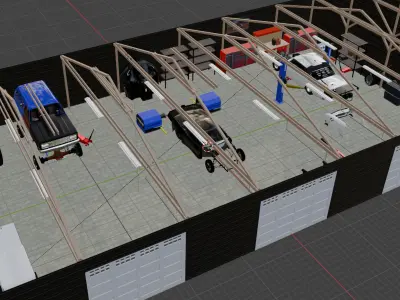 Modern Garage Render Scene 3D model