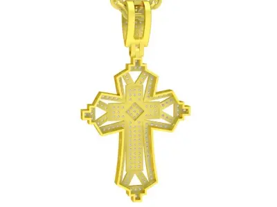 Luxury Pave Diamond Cross Pendant 3D Model 106a 3D print model