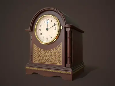 Old vintage table clock Low-poly 3D model