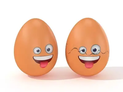 Egg Cracked Emoji N015 Low-poly 3D model