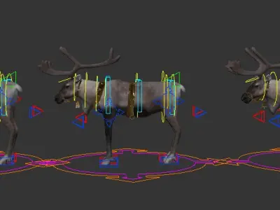 Papai Noel Treno e Renas  3D model