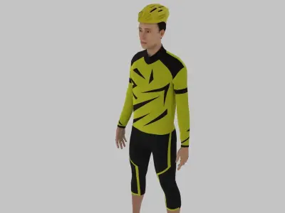 Cyclist Character Low-poly 3D model