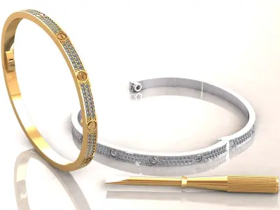 Love Small Bracelet Pave 16 cm 3D print model