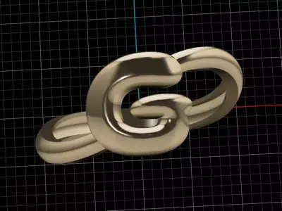 G alphabet bypass shell hallow ring 3D print model