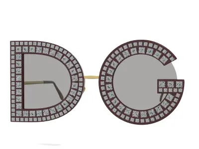Dolce Gabbana DG Glitter Round-frame Sunglasses Low-poly 3D model