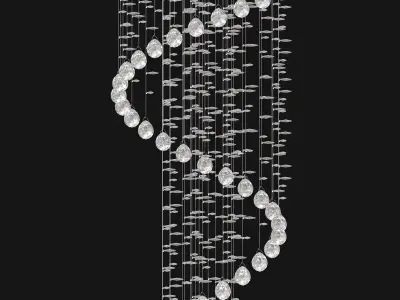 Helix Polished Chrome Clear Crystal 12 Light Halogen Chandelier 3D model