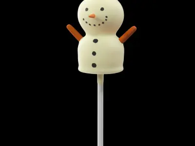 Cake Pop Snowman Low-poly 3D model