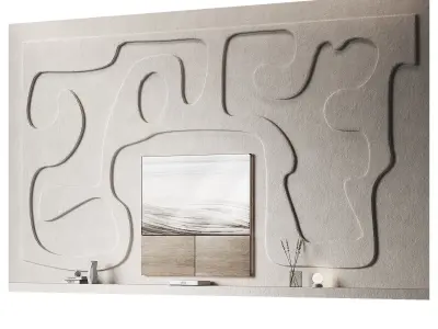 Tv wall kit Modern minimal Wavy shape composition 3D model