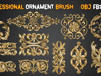 50 Professional Ornaments Brushes   Vol 13 Low-poly 3D model