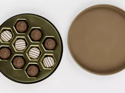 Chocolate Box V8 - Luxury Round Gift Box Filled with Pralines 3D model