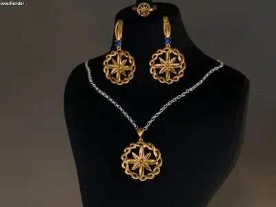 Luxury Floral Jewelry Set 3D Model Free 3D print model