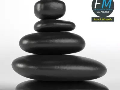 Japanese meditation stones Low-poly 3D model