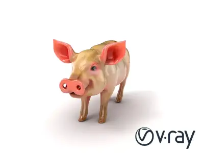 Playful Muddy Pig Character model pack Low-poly 3D model