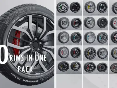 Modern sport car lowpoly 3d rims Low-poly 3D model