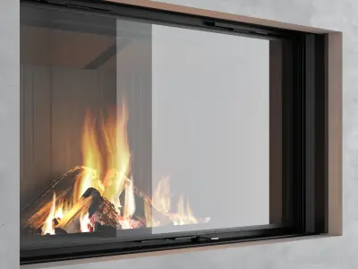 Decorative wall with fireplace set 15 3D model