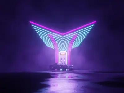 GAS STATION Low-poly 3D model