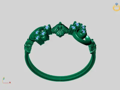 Women Ring Diamond Stone STL 3DM Lightweight Printable 3D print model 28