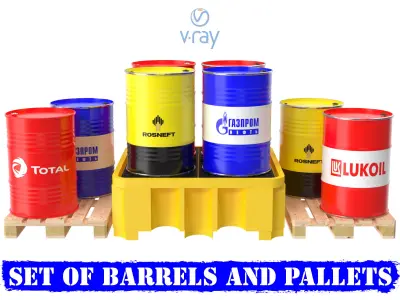 Set of Rosneft Lukoil Gazprom Total 3D model