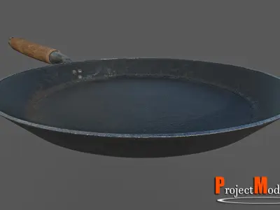 Frying cooking pan-Version001 Low-poly 3D model