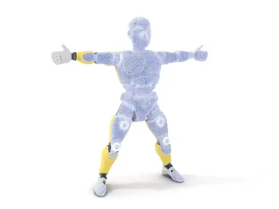 Yellow Humanoid Robot model pack Low-poly 3D model