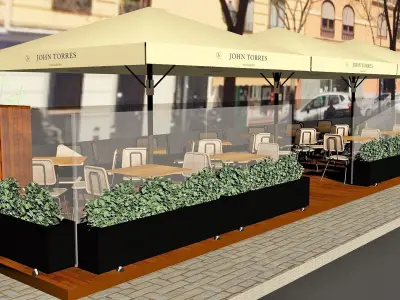 Coffee shop terrace 3D model