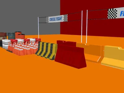 Racing Game Elements And Street Light Low Poly 3D Kit 2025 Low-poly 3D model