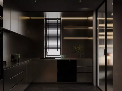 Modern living room dining room interior scenes 214 3D model