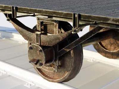 Train Open Freight Car Low-poly 3D model