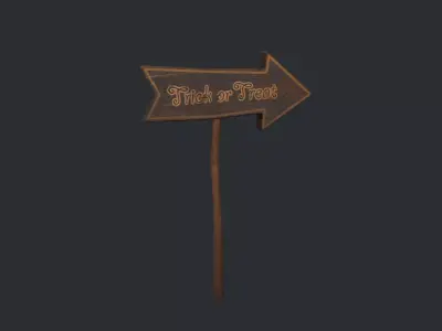 Trick or Treat Halloween Sign Low-poly 3D model