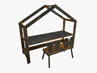 Kid Desk Chair Children Room Playing Room Equipment 3D model