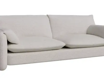 White Fabric Upholstered Sofa 3D model