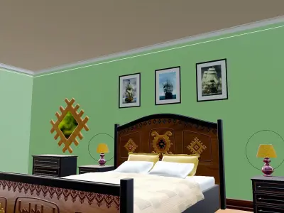 Bedroom  ethno style 3D model