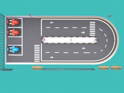 driving school amusment park Low-poly 3D model Low-poly 3D model