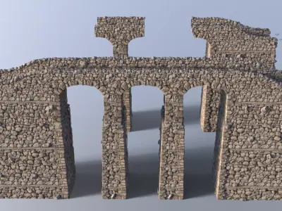 Modular Stone Bridge Low-poly 3D model