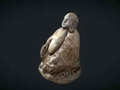 Happy Buddha - an aged statue of the sitting Buddha Low-poly 3D model