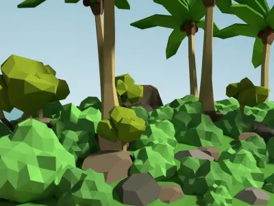 Low Poly Desert Island Kit Free low-poly 3D model