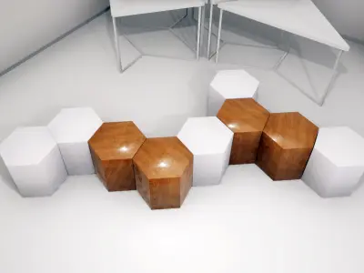 Modular table shelf chair UE4 Low-poly 3D model